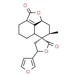 ChemSpider 2D Image | (3R,7'R,8a'S)-5-(3-Furyl)-7'-methyl-3',4,5,5',5a',7',8',8a'-octahydrospiro[furan-3,6'-naphtho[1,8-bc]furan]-2,2'(4'H)-dione | C19H20O5