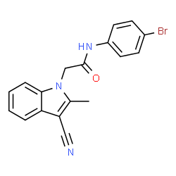 ChemSpider 2D Image | N-(4-Bromophenyl)-2-(3-cyano-2-methyl-1H-indol-1-yl)acetamide | C18H14BrN3O