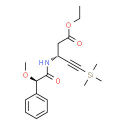 ChemSpider 2D Image | Ethyl (3R)-3-{[(2R)-2-methoxy-2-phenylacetyl]amino}-5-(trimethylsilyl)-4-pentynoate | C19H27NO4Si