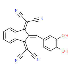 ChemSpider 2D Image | 2,2'-[2-(3,4-Dihydroxybenzylidene)-1H-indene-1,3(2H)-diylidene]dimalononitrile | C22H10N4O2