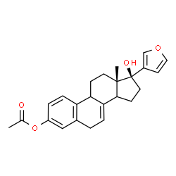 ChemSpider 2D Image | (9xi,14xi,17beta)-17-(3-Furyl)-17-hydroxyestra-1,3,5(10),7-tetraen-3-yl acetate | C24H26O4