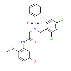 ChemSpider 2D Image | N~2~-(2,4-Dichlorobenzyl)-N-(2,5-dimethoxyphenyl)-N~2~-(phenylsulfonyl)glycinamide | C23H22Cl2N2O5S