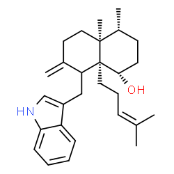 ChemSpider 2D Image | (1S,4R,4aS,8aS)-8-(1H-Indol-3-ylmethyl)-4,4a-dimethyl-7-methylene-8a-(4-methyl-3-penten-1-yl)decahydro-1-naphthalenol | C28H39NO