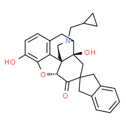 ChemSpider 2D Image | (4'R,4a'S,7a'R,12b'S)-3'-(cyclopropylmethyl)-4a',9'-dihydroxy-1,1',2',3,3',4',4a',5'-octahydrospiro[indene-2,6'-[4,12]methano[1]benzofuro[3,2-e]isoquinolin]-7'(7a'H)-one | C28H29NO4