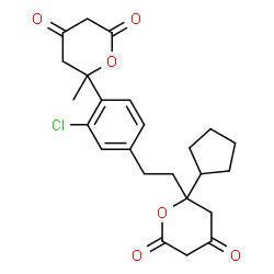 ChemSpider 2D Image | 6-{2-Chloro-4-[2-(2-cyclopentyl-4,6-dioxotetrahydro-2H-pyran-2-yl)ethyl]phenyl}-6-methyldihydro-2H-pyran-2,4(3H)-dione | C24H27ClO6