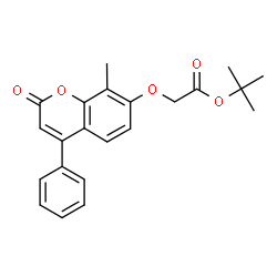 ChemSpider 2D Image | 2-Methyl-2-propanyl [(8-methyl-2-oxo-4-phenyl-2H-chromen-7-yl)oxy]acetate | C22H22O5