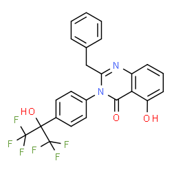 ChemSpider 2D Image | 2-Benzyl-3-[4-(1,1,1,3,3,3-hexafluoro-2-hydroxy-2-propanyl)phenyl]-5-hydroxy-4(3H)-quinazolinone | C24H16F6N2O3