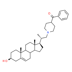 ChemSpider 2D Image | (1-{(2S)-2-[(3S,10R,13S,17R)-3-Hydroxy-10,13-dimethyl-2,3,4,7,8,9,10,11,12,13,14,15,16,17-tetradecahydro-1H-cyclopenta[a]phenanthren-17-yl]propyl}-4-piperidinyl)(phenyl)methanone | C34H49NO2