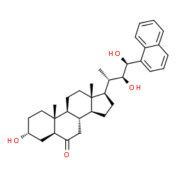 ChemSpider 2D Image | (3R,5S,8S,9S,10R,13S,14S,17R)-17-[(2S,3S,4S)-3,4-Dihydroxy-4-(1-naphthyl)-2-butanyl]-3-hydroxy-10,13-dimethylhexadecahydro-6H-cyclopenta[a]phenanthren-6-one | C33H44O4