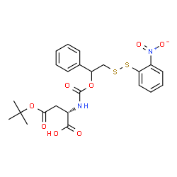 ChemSpider 2D Image | (2S)-4-[(2-Methyl-2-propanyl)oxy]-2-[({2-[(2-nitrophenyl)disulfanyl]-1-phenylethoxy}carbonyl)amino]-4-oxobutanoic acid | C23H26N2O8S2