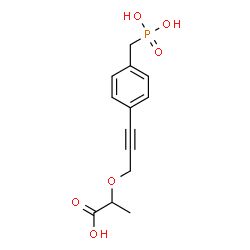 ChemSpider 2D Image | 2-({3-[4-(Phosphonomethyl)phenyl]-2-propyn-1-yl}oxy)propanoic acid | C13H15O6P