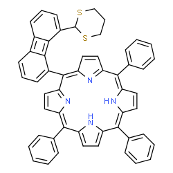 ChemSpider 2D Image | 5-[8-(1,3-Dithian-2-yl)-1-biphenylenyl]-10,15,20-triphenylporphyrin | C54H38N4S2
