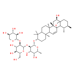 ChemSpider 2D Image | (3beta,5xi,9xi,13xi,16alpha,17xi,18xi)-16-Hydroxy-13,28-epoxyurs-11-en-3-yl beta-D-xylopyranosyl-(1->2)-beta-D-glucopyranosyl-(1->2)-6-deoxy-beta-D-galactopyranoside | C47H76O16