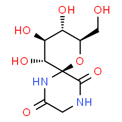 ChemSpider 2D Image | (6S,8R,9S,10S,11R)-9,10,11-Trihydroxy-8-(hydroxymethyl)-7-oxa-1,4-diazaspiro[5.5]undecane-2,5-dione | C9H14N2O7