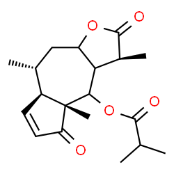 ChemSpider 2D Image | (3S,4aR,7aR,8R)-3,4a,8-Trimethyl-2,5-dioxo-2,3,3a,4,4a,5,7a,8,9,9a-decahydroazuleno[6,5-b]furan-4-yl 2-methylpropanoate | C19H26O5