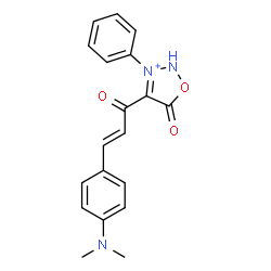 ChemSpider 2D Image | 4-{(2E)-3-[4-(Dimethylamino)phenyl]-2-propenoyl}-5-oxo-3-phenyl-2,5-dihydro-1,2,3-oxadiazol-3-ium | C19H18N3O3