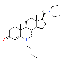ChemSpider 2D Image | (1S,3aS,3bS,9aR,9bS,11aS)-5-Butyl-N,N-diethyl-9a,11a-dimethyl-7-oxo-2,3,3a,3b,4,5,7,8,9,9a,9b,10,11,11a-tetradecahydro-1H-cyclopenta[i]phenanthridine-1-carboxamide | C27H44N2O2