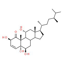 ChemSpider 2D Image | (2beta,5alpha,6beta,8xi,9xi,11alpha,14xi)-2,5,6,11-Tetrahydroxyergost-3-en-1-one | C28H46O5