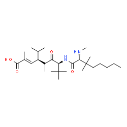 ChemSpider 2D Image | (2E,4S,5R,7S)-7-{[(2R)-3,3-Dimethyl-2-(methylamino)octanoyl]amino}-4-isopropyl-2,5,8,8-tetramethyl-6-oxo-2-nonenoic acid | C27H50N2O4