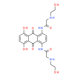ChemSpider 2D Image | N,N'-(5,8-Dihydroxy-9,10-dioxo-9,10-dihydroanthracene-1,4-diyl)bis{2-[(2-hydroxyethyl)amino]acetamide} | C22H24N4O8