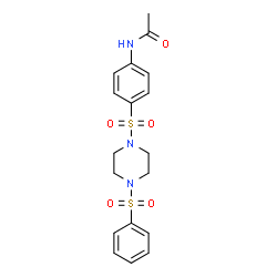 ChemSpider 2D Image | N-(4-{[4-(Phenylsulfonyl)-1-piperazinyl]sulfonyl}phenyl)acetamide | C18H21N3O5S2