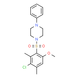 ChemSpider 2D Image | 1-[(3-Chloro-6-methoxy-2,4-dimethylphenyl)sulfonyl]-4-phenylpiperazine | C19H23ClN2O3S