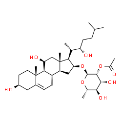 ChemSpider 2D Image | (3beta,11beta,16beta,22S)-3,11,22-Trihydroxycholest-5-en-16-yl 2-O-acetyl-6-deoxy-alpha-L-mannopyranoside | C35H58O9