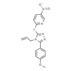 ChemSpider 2D Image | 2-{[4-Allyl-5-(4-methoxyphenyl)-4H-1,2,4-triazol-3-yl]sulfanyl}-5-nitropyridine | C17H15N5O3S