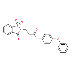 ChemSpider 2D Image | 3-(1,1-Dioxido-3-oxo-1,2-benzothiazol-2(3H)-yl)-N-(4-phenoxyphenyl)propanamide | C22H18N2O5S