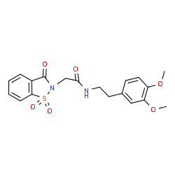 ChemSpider 2D Image | N-[2-(3,4-Dimethoxyphenyl)ethyl]-2-(1,1-dioxido-3-oxo-1,2-benzothiazol-2(3H)-yl)acetamide | C19H20N2O6S