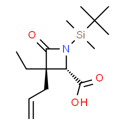 ChemSpider 2D Image | (2S,3R)-3-Allyl-1-[dimethyl(2-methyl-2-propanyl)silyl]-3-ethyl-4-oxo-2-azetidinecarboxylic acid | C15H27NO3Si