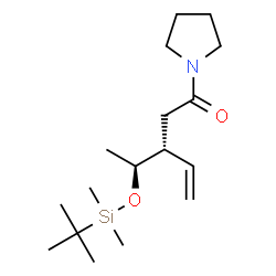 ChemSpider 2D Image | (3R)-3-[(1S)-1-{[Dimethyl(2-methyl-2-propanyl)silyl]oxy}ethyl]-1-(1-pyrrolidinyl)-4-penten-1-one | C17H33NO2Si