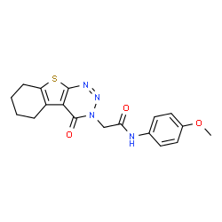 ChemSpider 2D Image | N-(4-Methoxyphenyl)-2-(4-oxo-5,6,7,8-tetrahydro[1]benzothieno[2,3-d][1,2,3]triazin-3(4H)-yl)acetamide | C18H18N4O3S