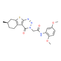 ChemSpider 2D Image | N-(2,5-Dimethoxyphenyl)-2-[(7R)-7-methyl-4-oxo-5,6,7,8-tetrahydro[1]benzothieno[2,3-d][1,2,3]triazin-3(4H)-yl]acetamide | C20H22N4O4S