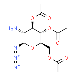 ChemSpider 2D Image | (2R,3S,4R,5R,6R)-2-(Acetoxymethyl)-5-amino-6-azidotetrahydro-2H-pyran-3,4-diyl diacetate | C12H18N4O7