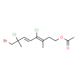 ChemSpider 2D Image | (3Z,5E)-8-Bromo-4,7-dichloro-3,7-dimethyl-3,5-octadien-1-yl acetate | C12H17BrCl2O2