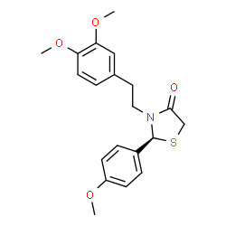 ChemSpider 2D Image | (2S)-3-[2-(3,4-Dimethoxyphenyl)ethyl]-2-(4-methoxyphenyl)-1,3-thiazolidin-4-one | C20H23NO4S