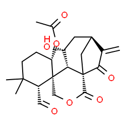 ChemSpider 2D Image | (1S,1'S,2S,6R,6'S,7'R,9'S)-6-Formyl-7'-hydroxy-5,5-dimethyl-10'-methylene-2',11'-dioxo-3'-oxaspiro[cyclohexane-1,5'-tricyclo[7.2.1.0~1,6~]dodecan]-2-yl acetate | C22H28O7