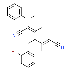 ChemSpider 2D Image | (2E,5E)-4-(2-Bromobenzyl)-3,5-dimethyl-2-[methyl(phenyl)amino]-2,5-heptadienedinitrile | C23H22BrN3