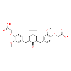 ChemSpider 2D Image | 2,2'-{[5-(2-Methyl-2-propanyl)-2-oxo-1,3-cyclohexanediylidene]bis[methylylidene(2-methoxy-4,1-phenylene)oxy]}diacetic acid | C30H34O9