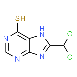 ChemSpider 2D Image | 8-(Dichloromethyl)-7H-purine-6-thiol | C6H4Cl2N4S