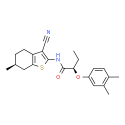 ChemSpider 2D Image | (2R)-N-[(6S)-3-Cyano-6-methyl-4,5,6,7-tetrahydro-1-benzothiophen-2-yl]-2-(3,4-dimethylphenoxy)butanamide | C22H26N2O2S