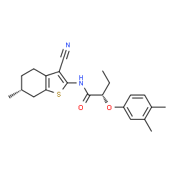 ChemSpider 2D Image | (2S)-N-[(6R)-3-Cyano-6-methyl-4,5,6,7-tetrahydro-1-benzothiophen-2-yl]-2-(3,4-dimethylphenoxy)butanamide | C22H26N2O2S