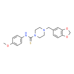 ChemSpider 2D Image | 4-(1,3-Benzodioxol-5-ylmethyl)-N-(4-methoxyphenyl)-1-piperazinecarbothioamide | C20H23N3O3S