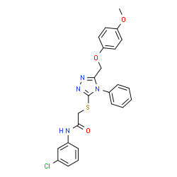 ChemSpider 2D Image | N-(3-Chlorophenyl)-2-({5-[(4-methoxyphenoxy)methyl]-4-phenyl-4H-1,2,4-triazol-3-yl}sulfanyl)acetamide | C24H21ClN4O3S
