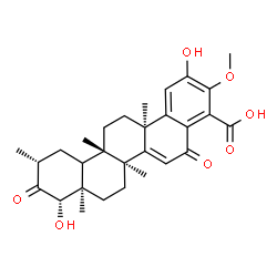 ChemSpider 2D Image | (6bS,8aR,9S,11R,12bS,14aR)-2,9-Dihydroxy-3-methoxy-6b,8a,11,12b,14a-pentamethyl-5,10-dioxo-5,6b,7,8,8a,9,10,11,12,12a,12b,13,14,14a-tetradecahydro-4-picenecarboxylic acid | C29H36O7