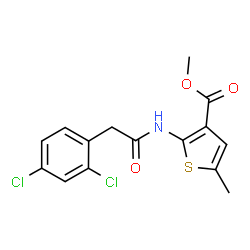 ChemSpider 2D Image | Methyl 2-{[(2,4-dichlorophenyl)acetyl]amino}-5-methyl-3-thiophenecarboxylate | C15H13Cl2NO3S