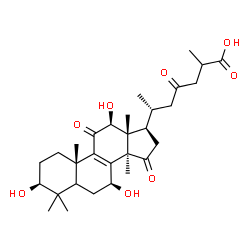ChemSpider 2D Image | (3beta,5xi,7beta,12beta)-3,7,12-Trihydroxy-11,15,23-trioxolanost-8-en-26-oic acid | C30H44O8