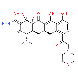 ChemSpider 2D Image | (2Z,4S,4aS,5aR,12aS)-2-[Amino(hydroxy)methylene]-4-(dimethylamino)-10,11,12a-trihydroxy-7-(4-morpholinylacetyl)-4a,5a,6,12a-tetrahydro-1,3,12(2H,4H,5H)-tetracenetrione | C27H31N3O9