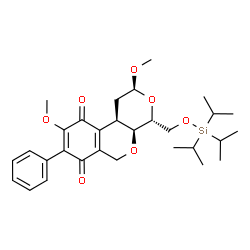 ChemSpider 2D Image | (2S,4R,4aS,10bR)-2,9-Dimethoxy-8-phenyl-4-{[(triisopropylsilyl)oxy]methyl}-1,2,4,4a,6,10b-hexahydropyrano[3,4-c]isochromene-7,10-dione | C30H42O7Si